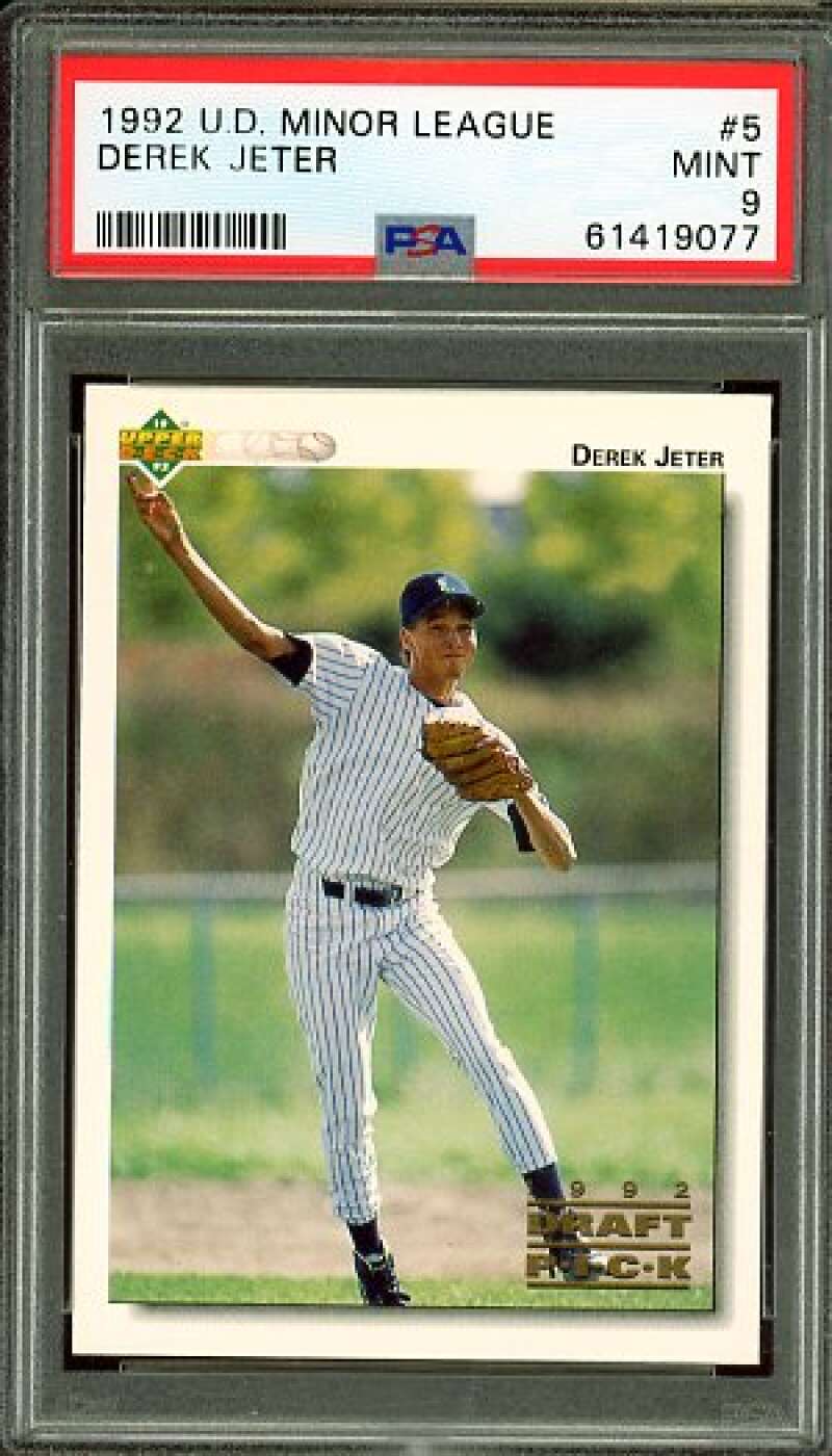 Derek Jeter Rookie Card 1992 U.D. Minor League #5 PSA 9 Image 1