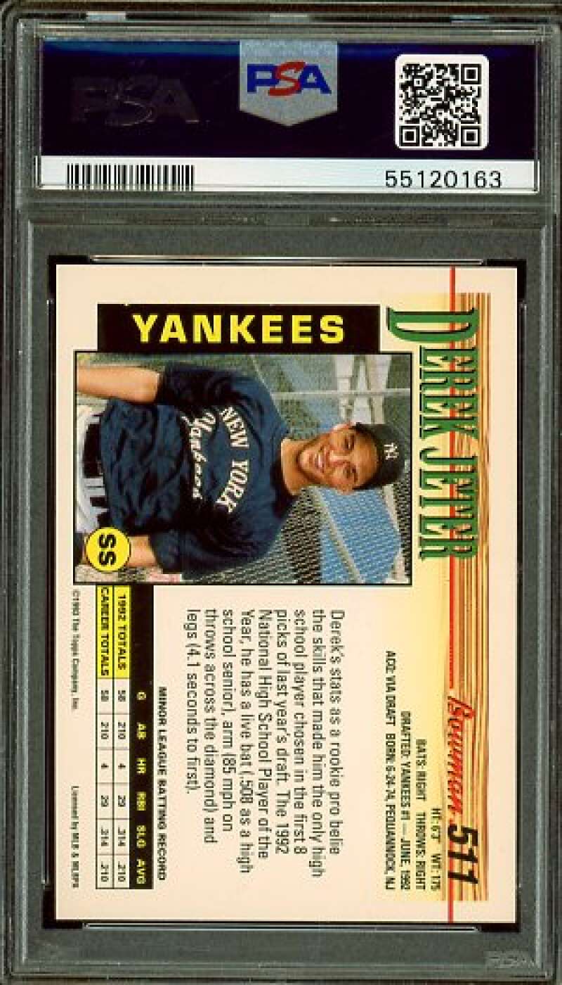 Derek Jeter Rookie Card 1993 Bowman #511 PSA 7 Image 2