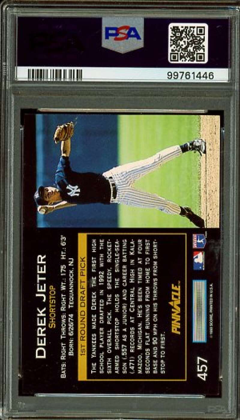 Derek Jeter Rookie Card 1993 Pinnacle #457 PSA 8 Image 2