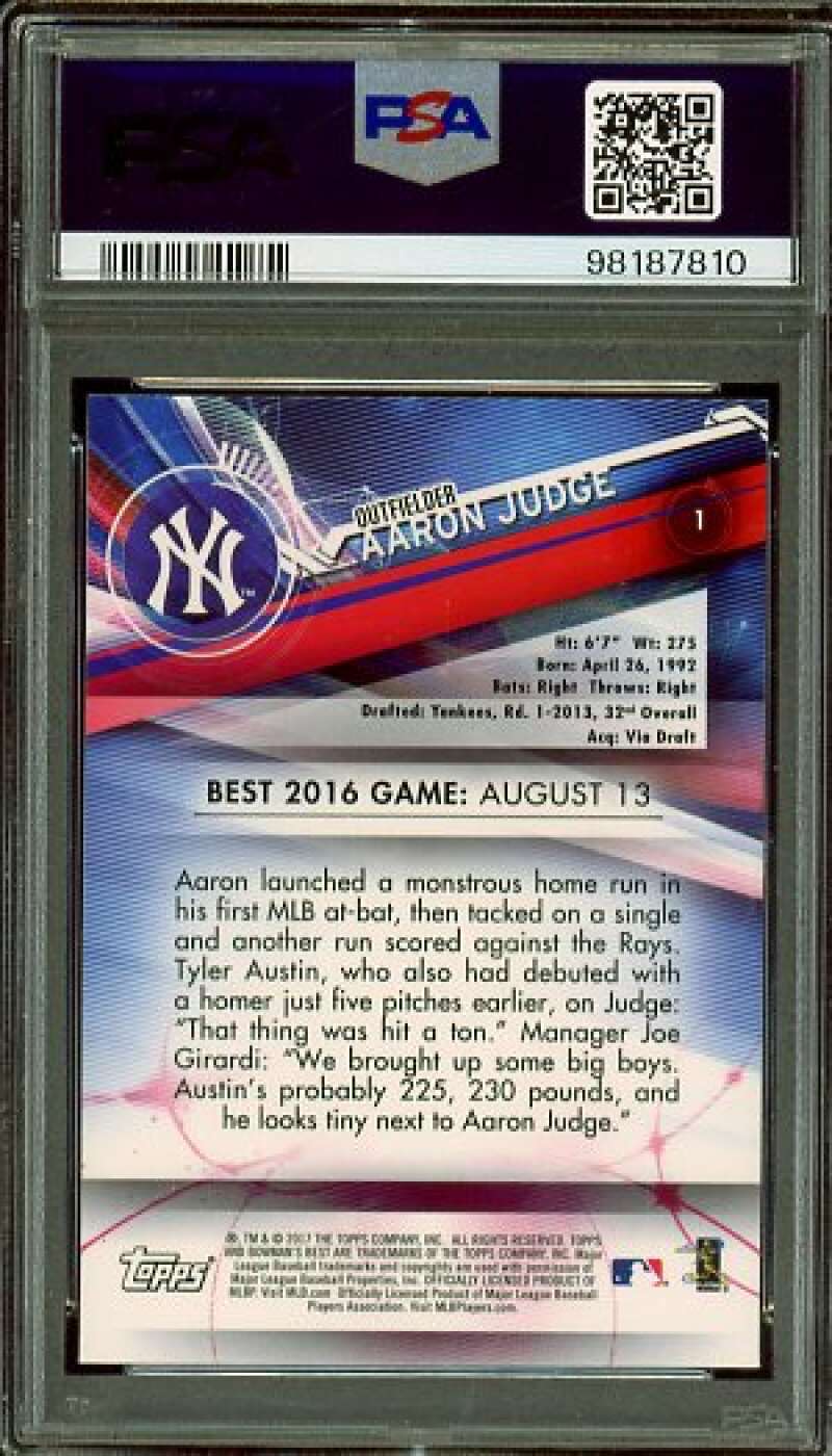 Aaron Judge Rookie Card 2017 Bowman's Best #1 PSA 9 Image 2