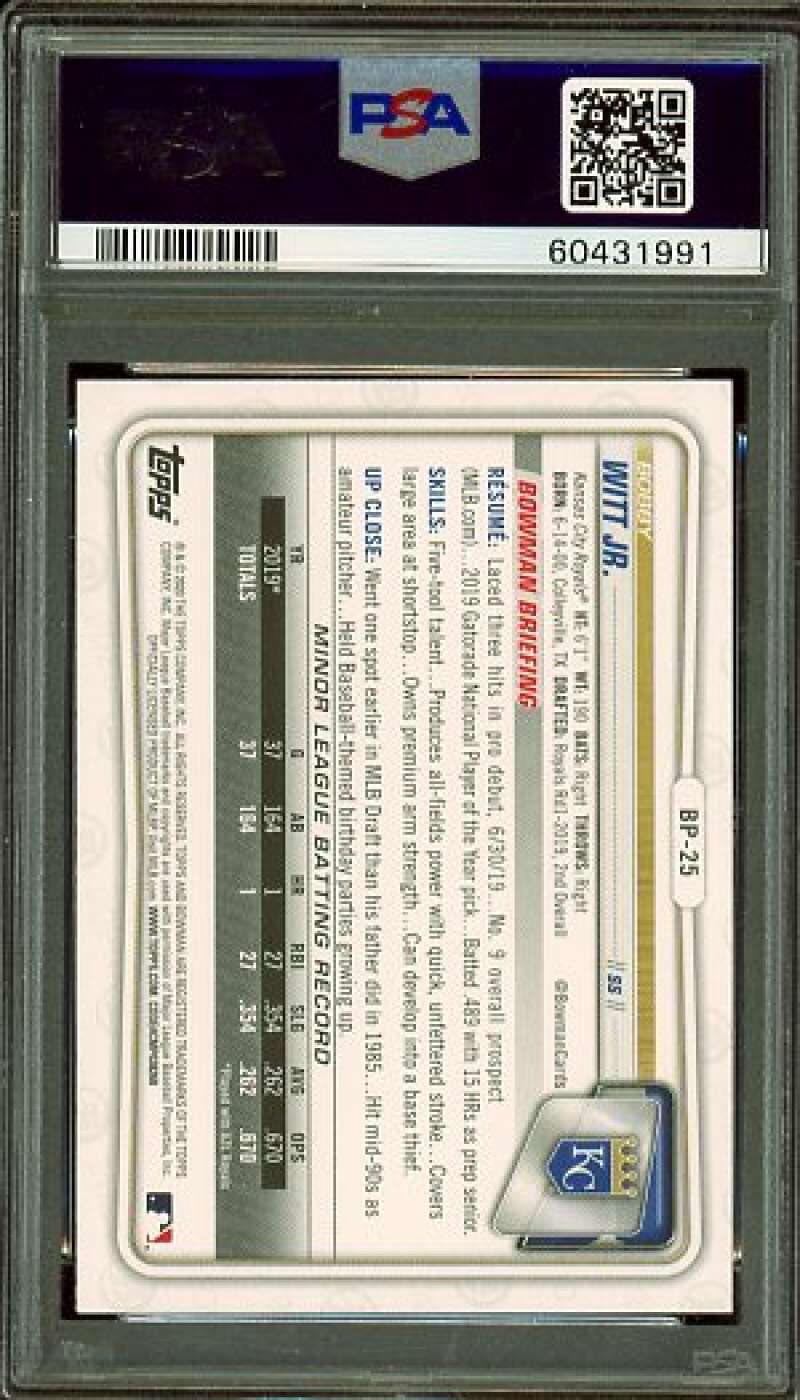 Bobby Witt Jr. Rookie Card 2020 Bowman Paper Prospects #BP25 PSA 9 Image 2
