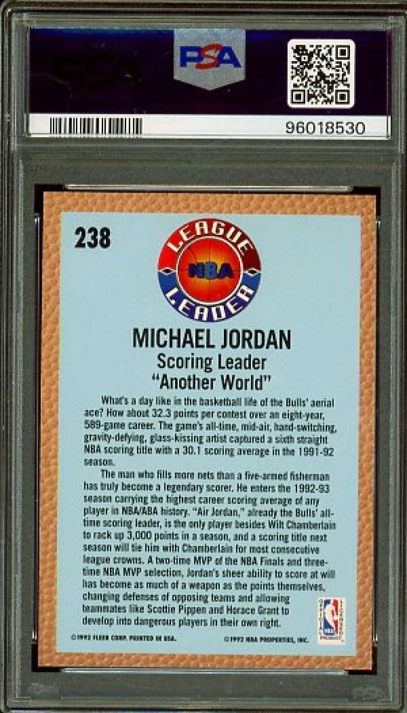 Michael Jordan Card 1992-93 Fleer #238 PSA 9 Image 2
