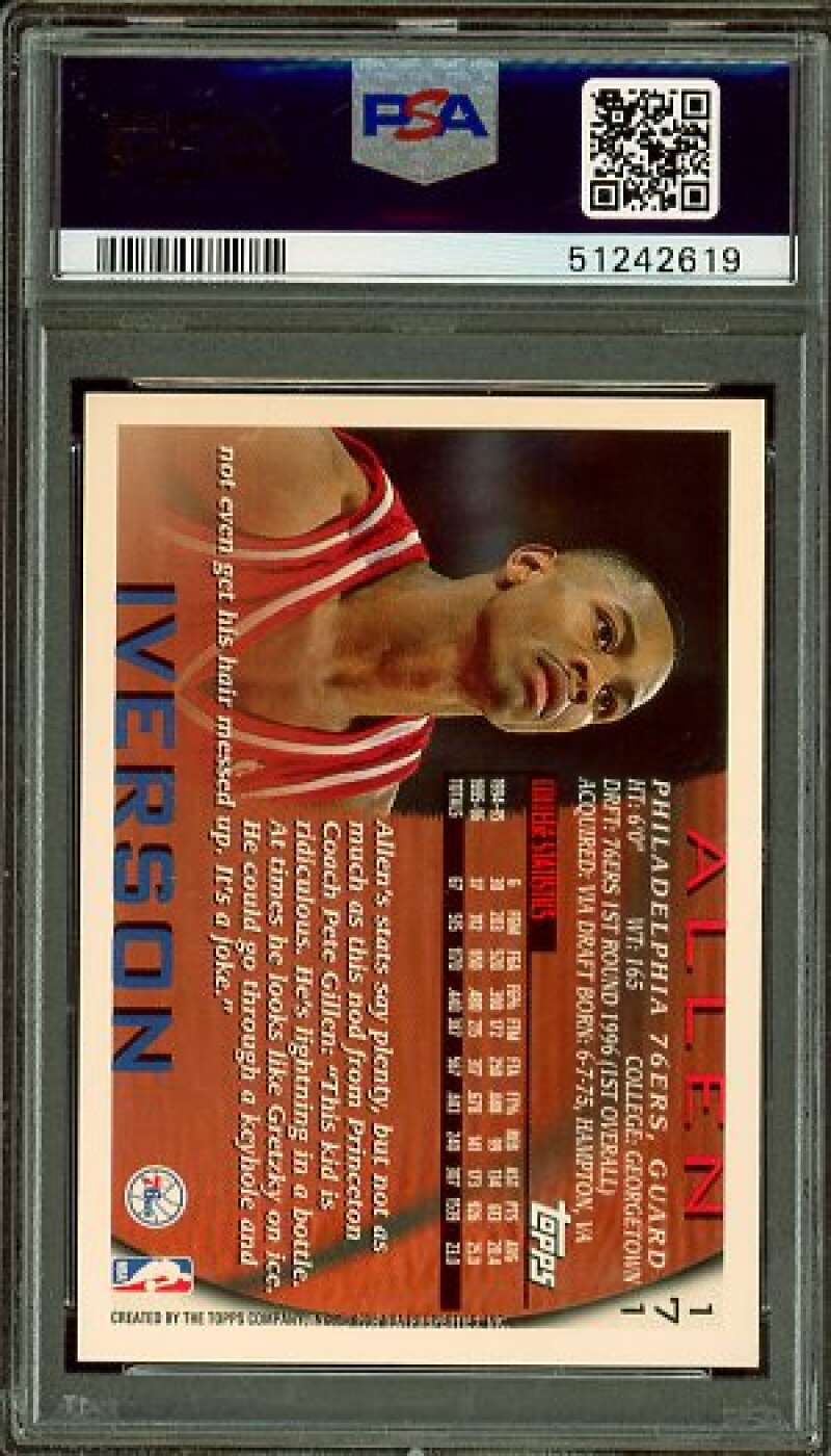 Allen Iverson Rookie Card 1996-97 Topps #171 PSA 10 Image 2