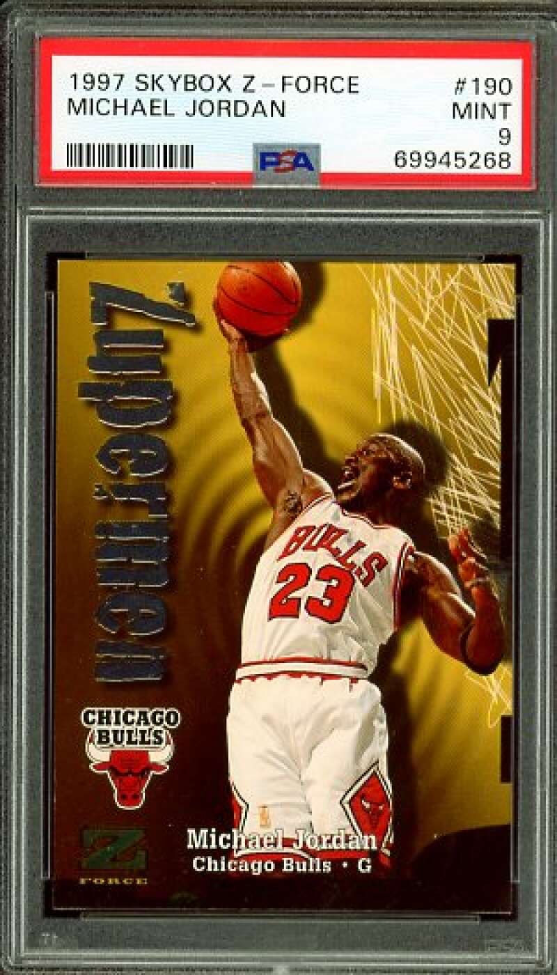 Michael Jordan Card 1997-98 SkyBox Z-Force #190 PSA 9 Image 1