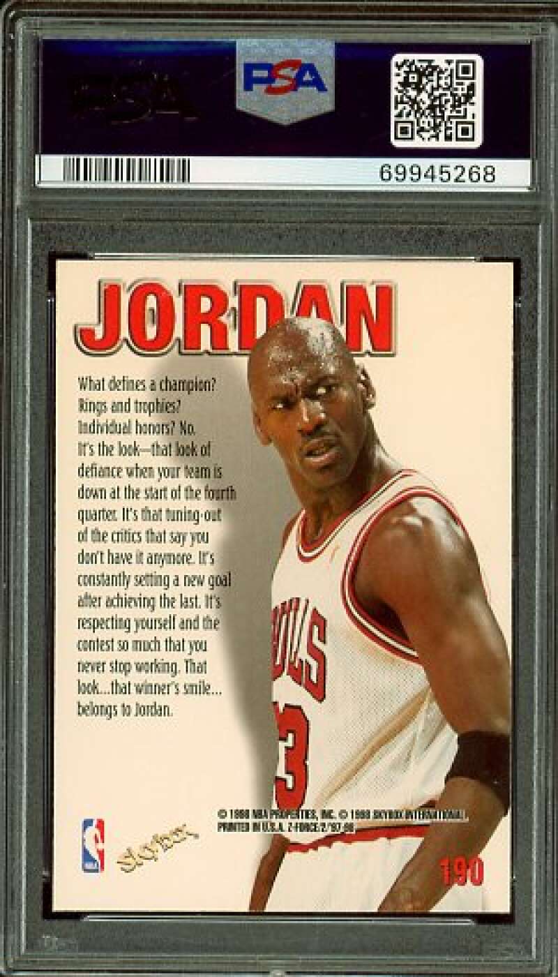 Michael Jordan Card 1997-98 SkyBox Z-Force #190 PSA 9 Image 2