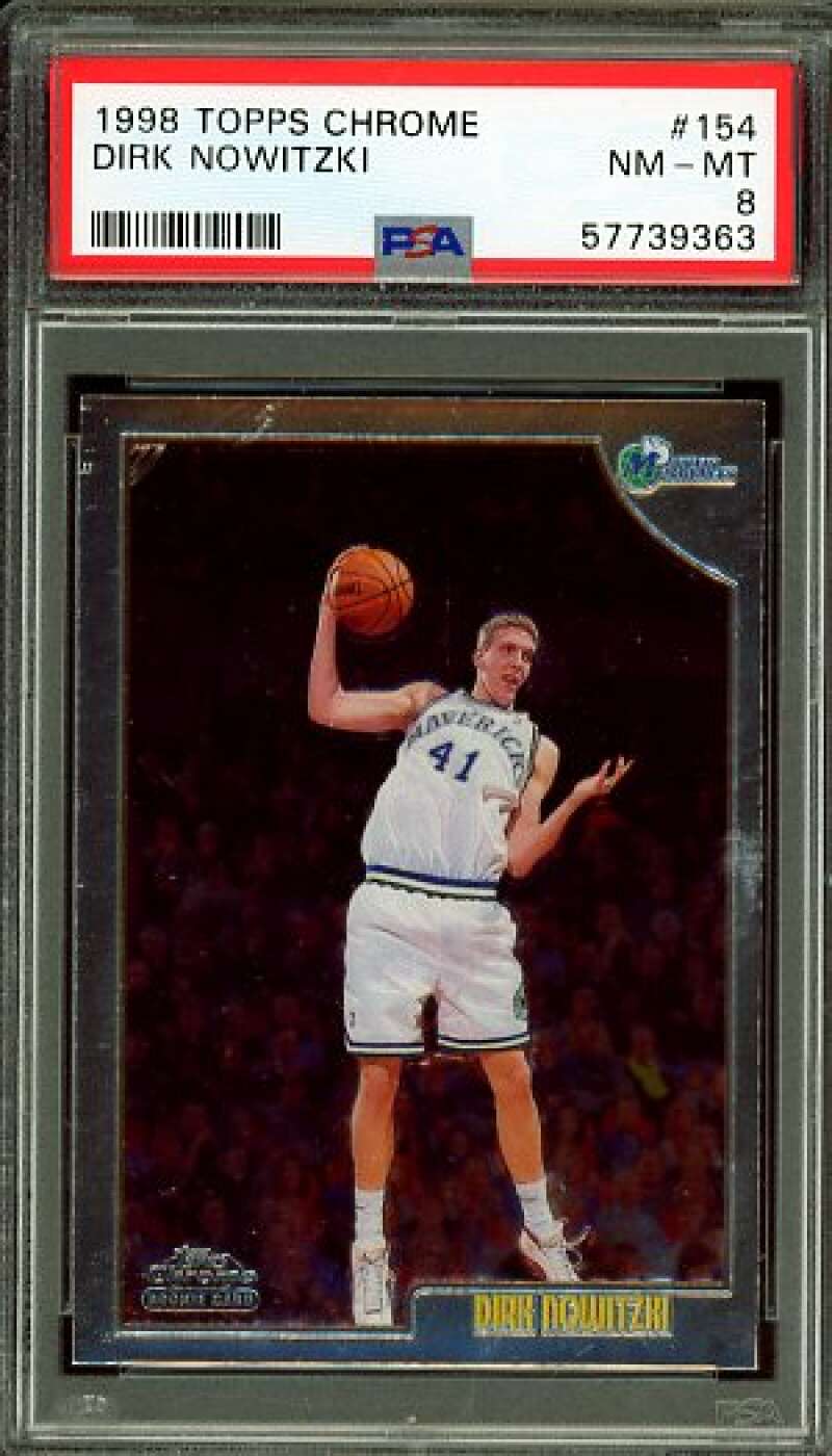 Dirk Nowitzki Rookie Card 1998-99 Topps Chrome #154 PSA 8 Image 1
