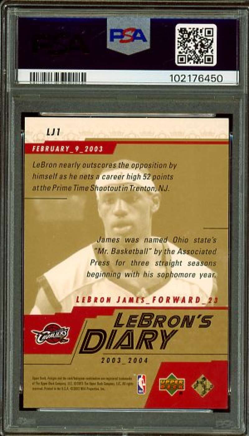 LeBron James Rookie Card 2003-04 Upper Deck Diary #LJ1 PSA 9 Image 2