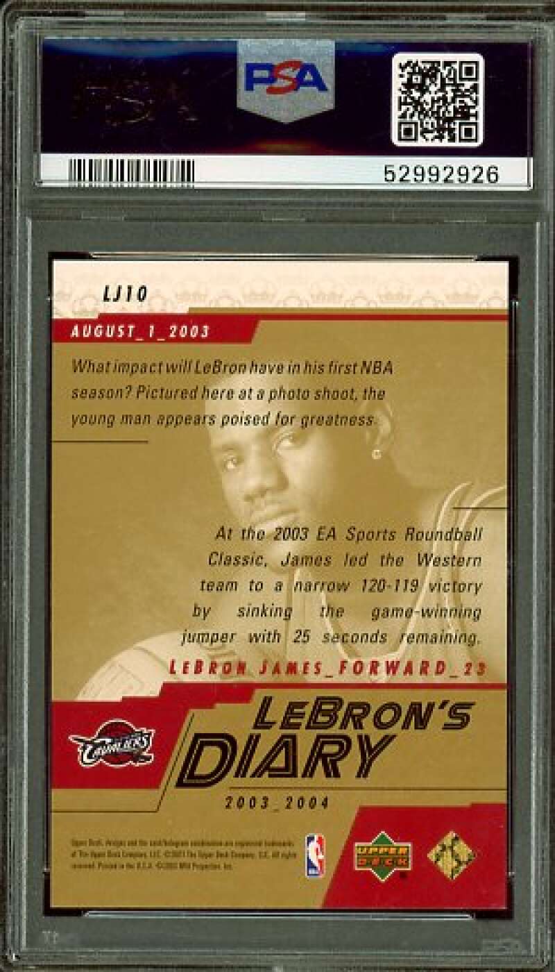 LeBron James Rookie Card 2003-04 Upper Deck Diary #LJ10 PSA 9 Image 2