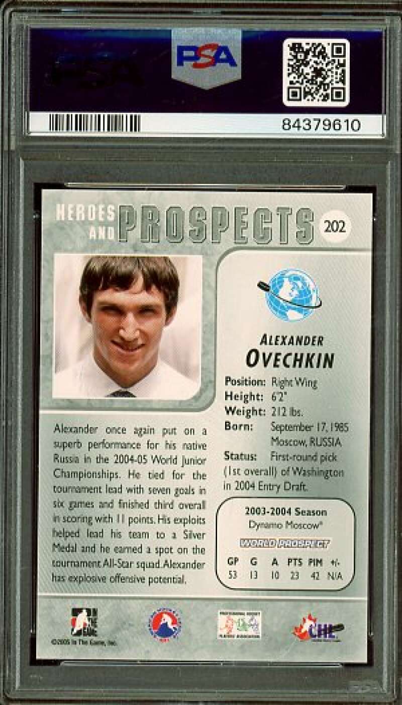 Alexander Ovechkin Rookie Card 2004-05 In The Game Heroes Prospects #202 PSA 10 Image 2