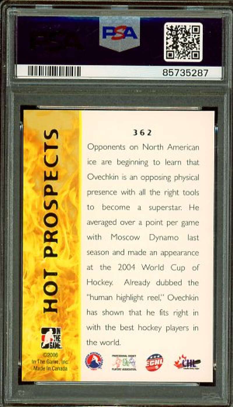 Alexander Ovechkin Rookie Card 2005-06 In The Game Heroes Prospects #362 PSA 10 Image 2