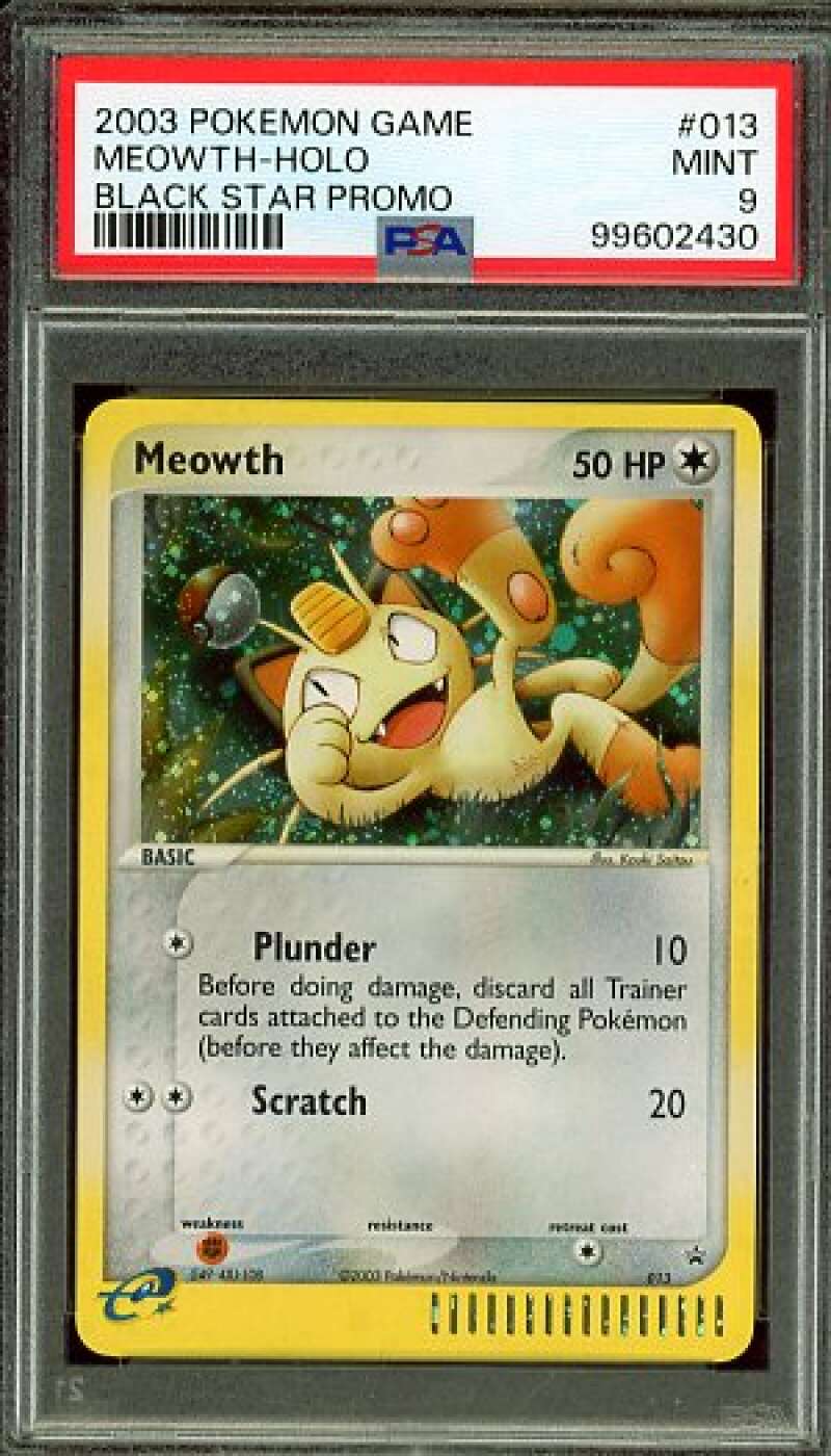 Meowth Holo Card 2003 Pokemon Black Star Promo #013 PSA 9 Image 1