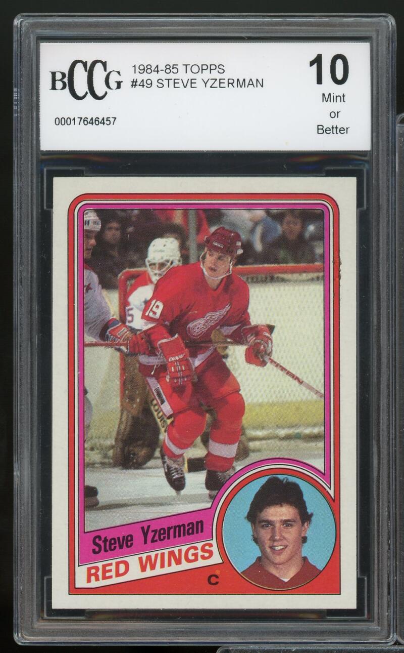 1984-85 Topps #49 Steve Yzerman Rookie Card BGS BCCG 10 Mint+ Image 1