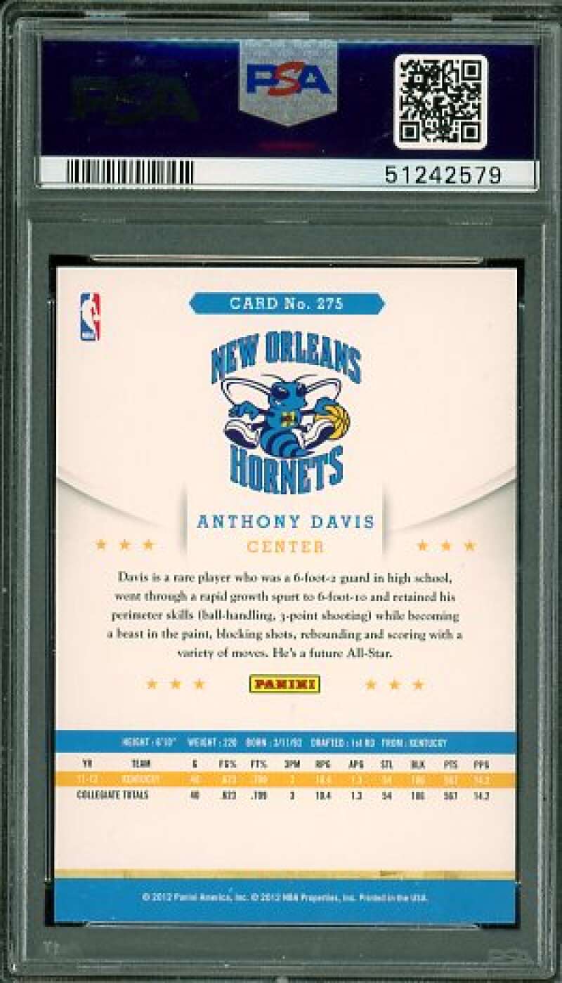 Anthony Davis Rookie Card 2012-13 Panini Hoops #275 PSA 10 Image 2