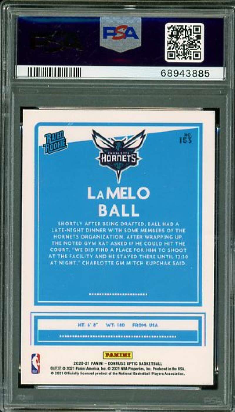 LaMelo Ball Rookie Card 2020-21 Donruss Optic #153 PSA 10 Image 2