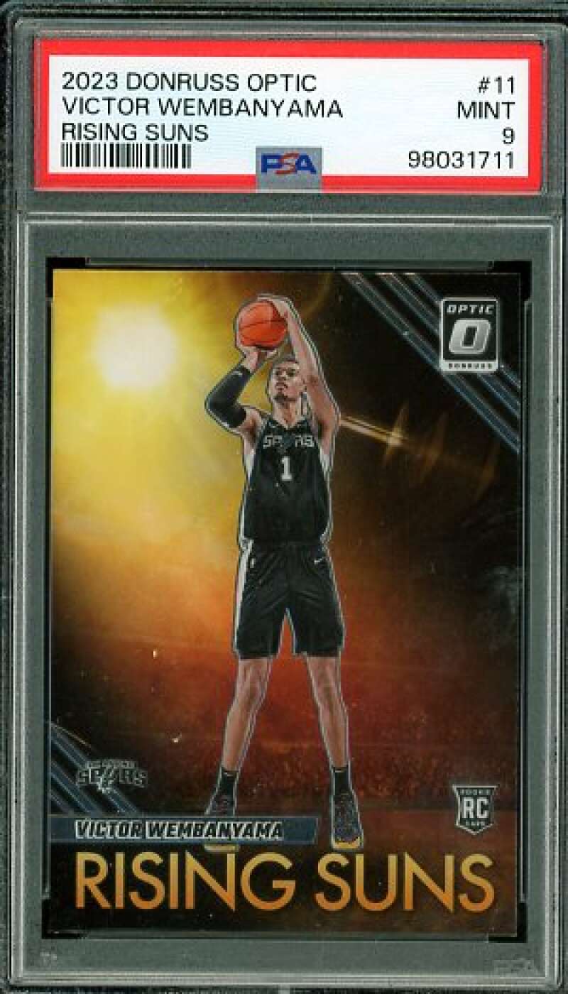 Victor Wembanyama Rookie Card 2023-24 Donruss Optic Rising Suns #11 PSA Image 1