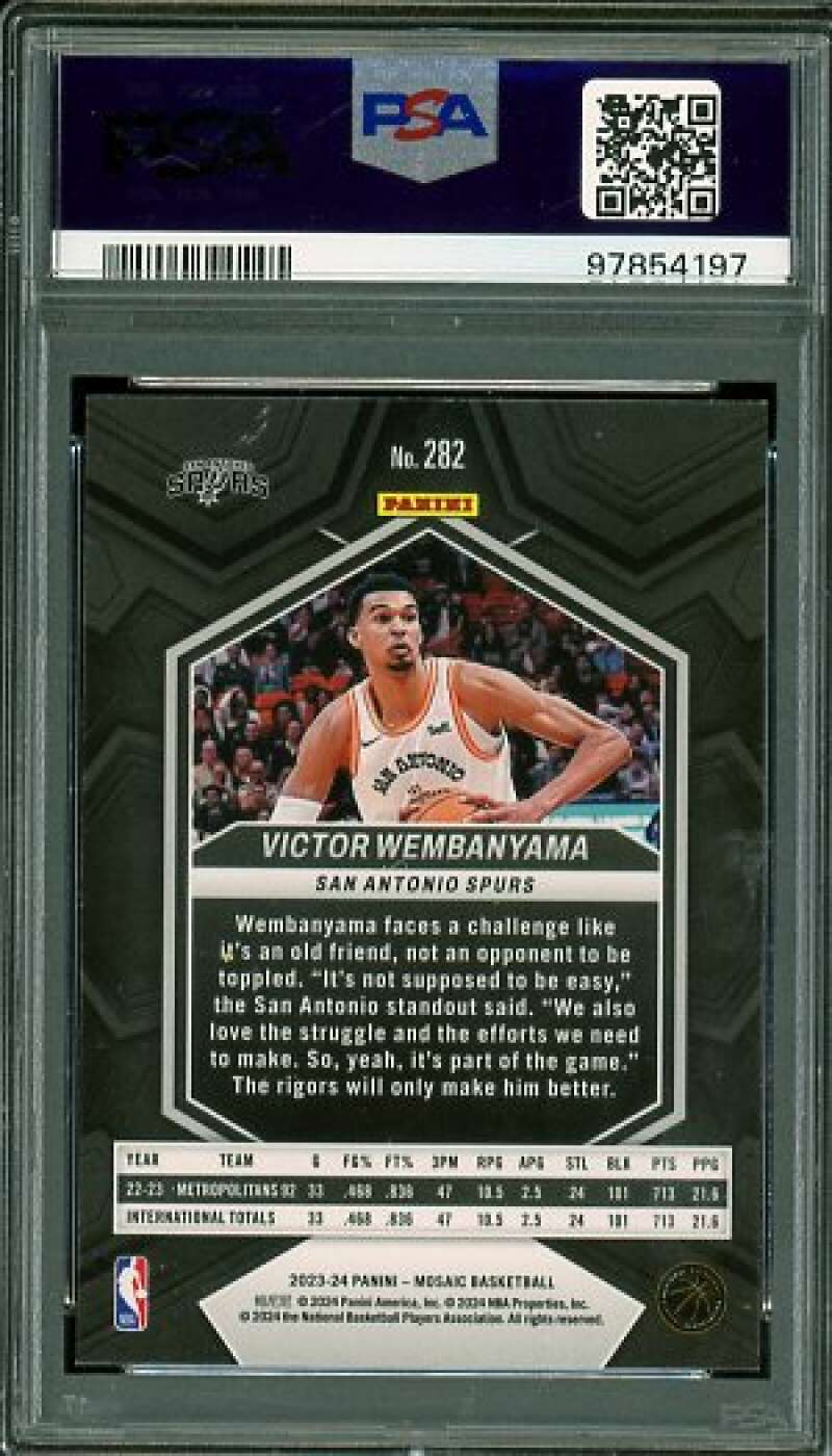 Victor Wembanyama Rookie Card 2023-24 Mosaic #282 PSA 10 Image 2