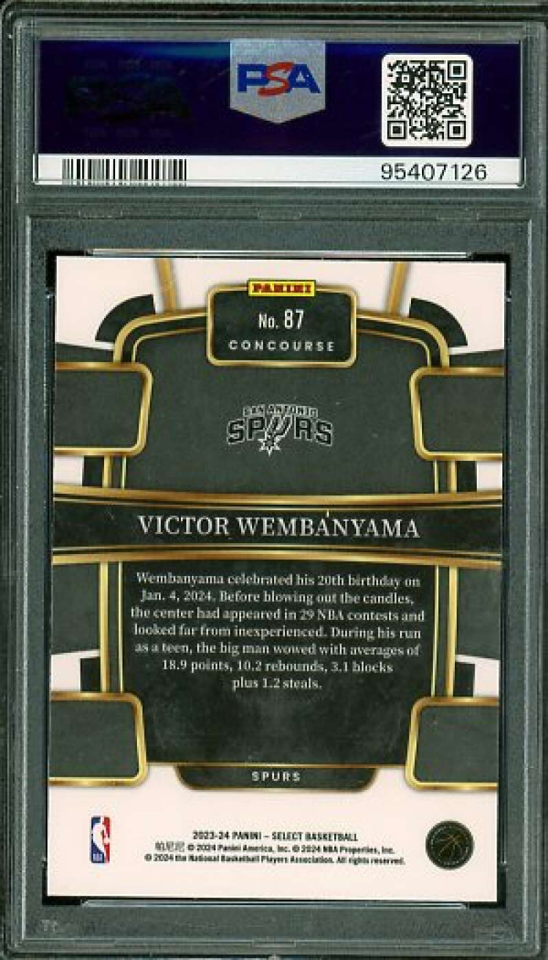 Victor Wembanyama Rookie Card 2023-24 Select Blue #87 PSA 9 Image 2