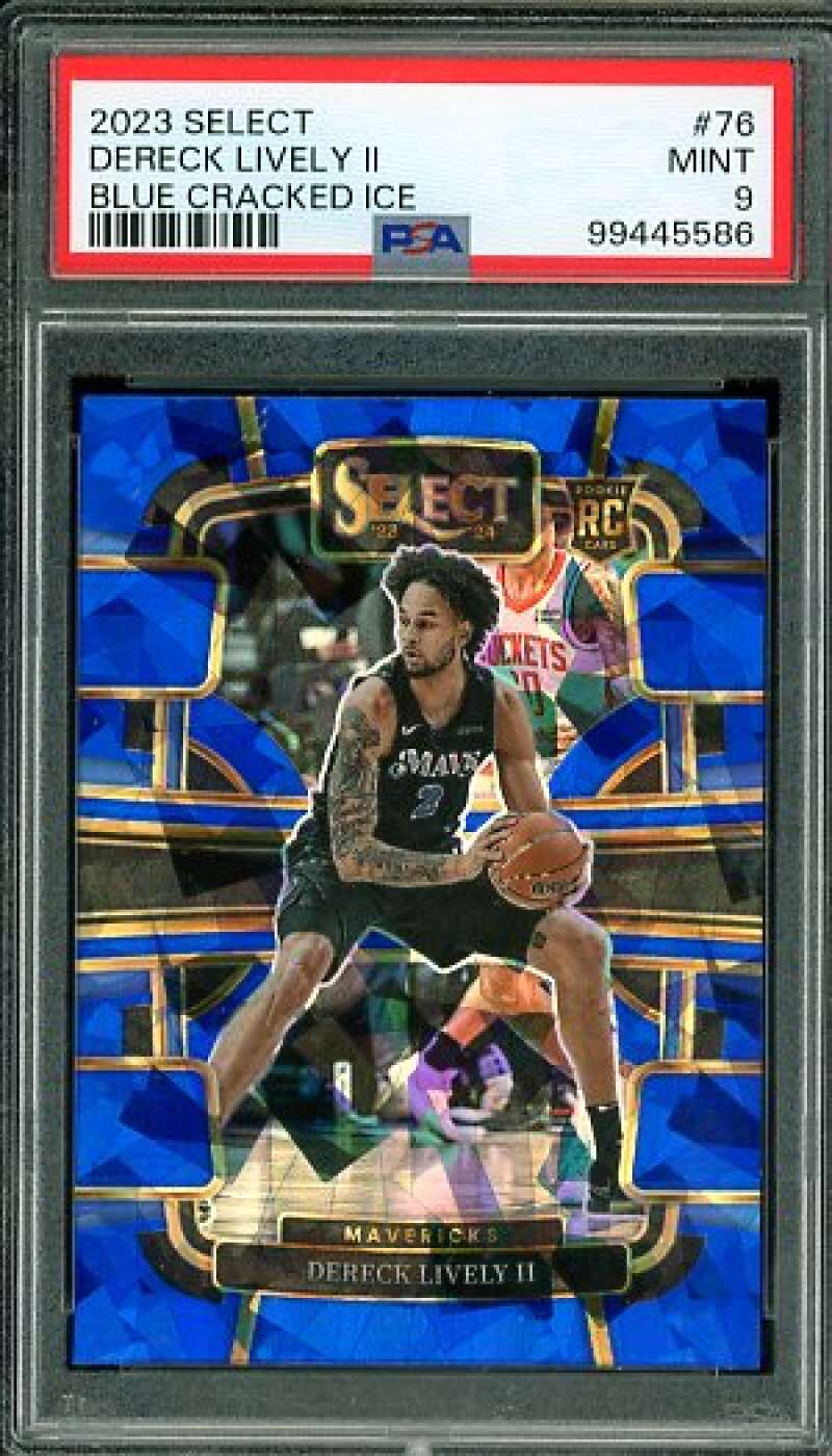 Dereck Lively II Rookie Card 2022-23 Select Blue Cracked Ice #76 PSA 9 Image 1