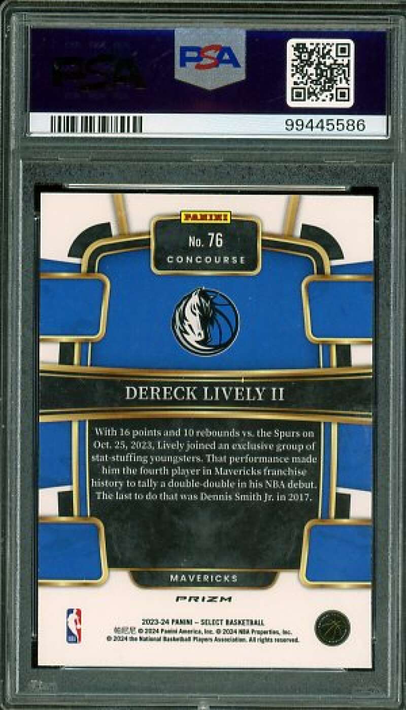 Dereck Lively II Rookie Card 2022-23 Select Blue Cracked Ice #76 PSA 9 Image 2