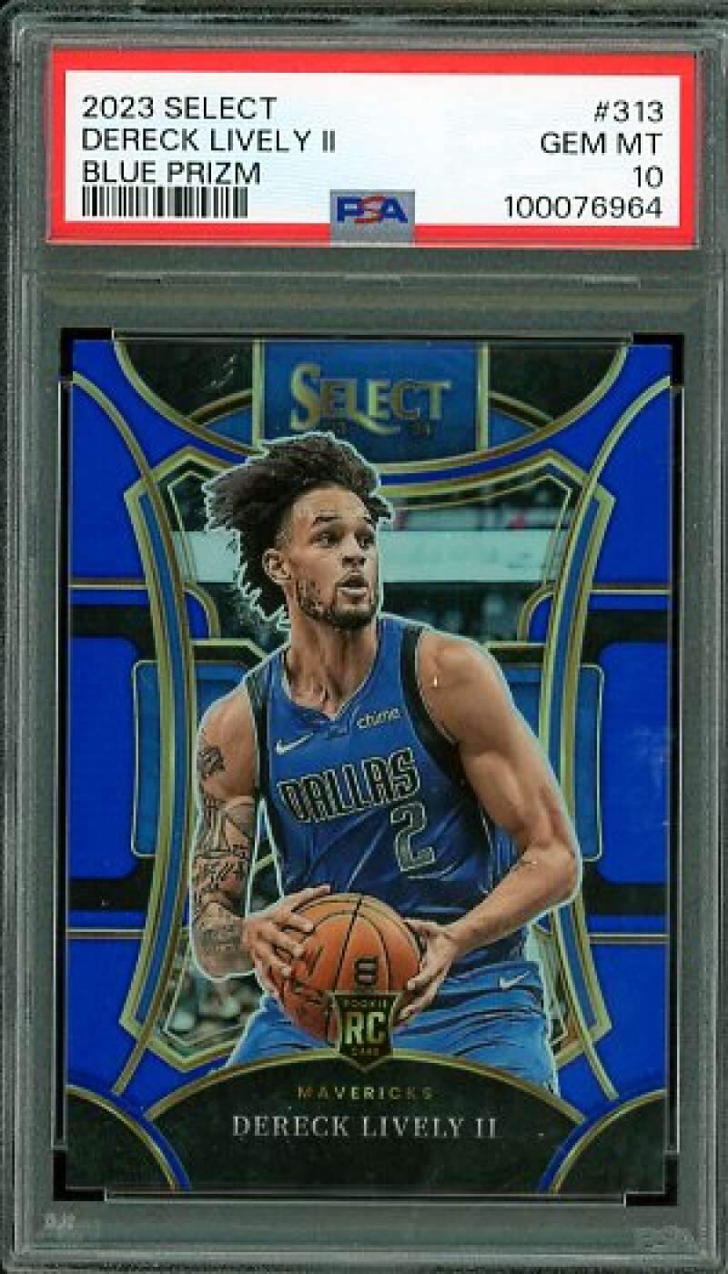Dereck Lively II Rookie Card 2023-24 Select #313 Blue Prizm PSA 10 Image 1
