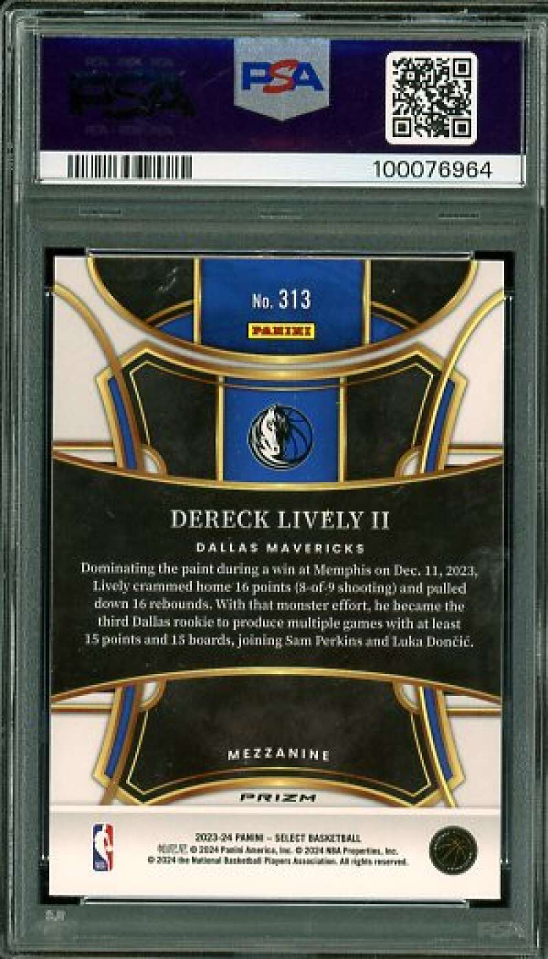 Dereck Lively II Rookie Card 2023-24 Select #313 Blue Prizm PSA 10 Image 2