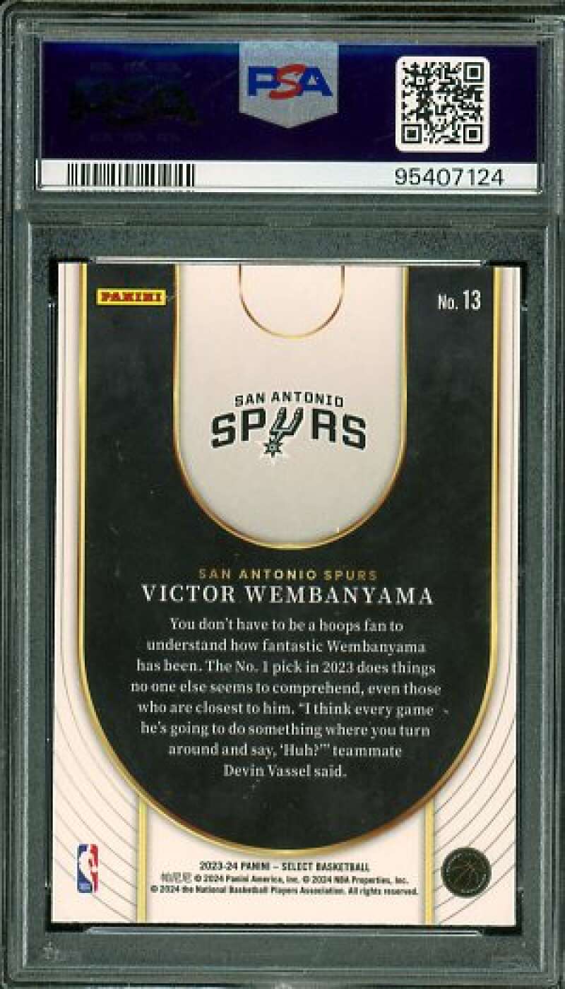Victor Wembanyama Rookie Card 2023-24 Select Neon Icon #13 PSA 10 Image 2