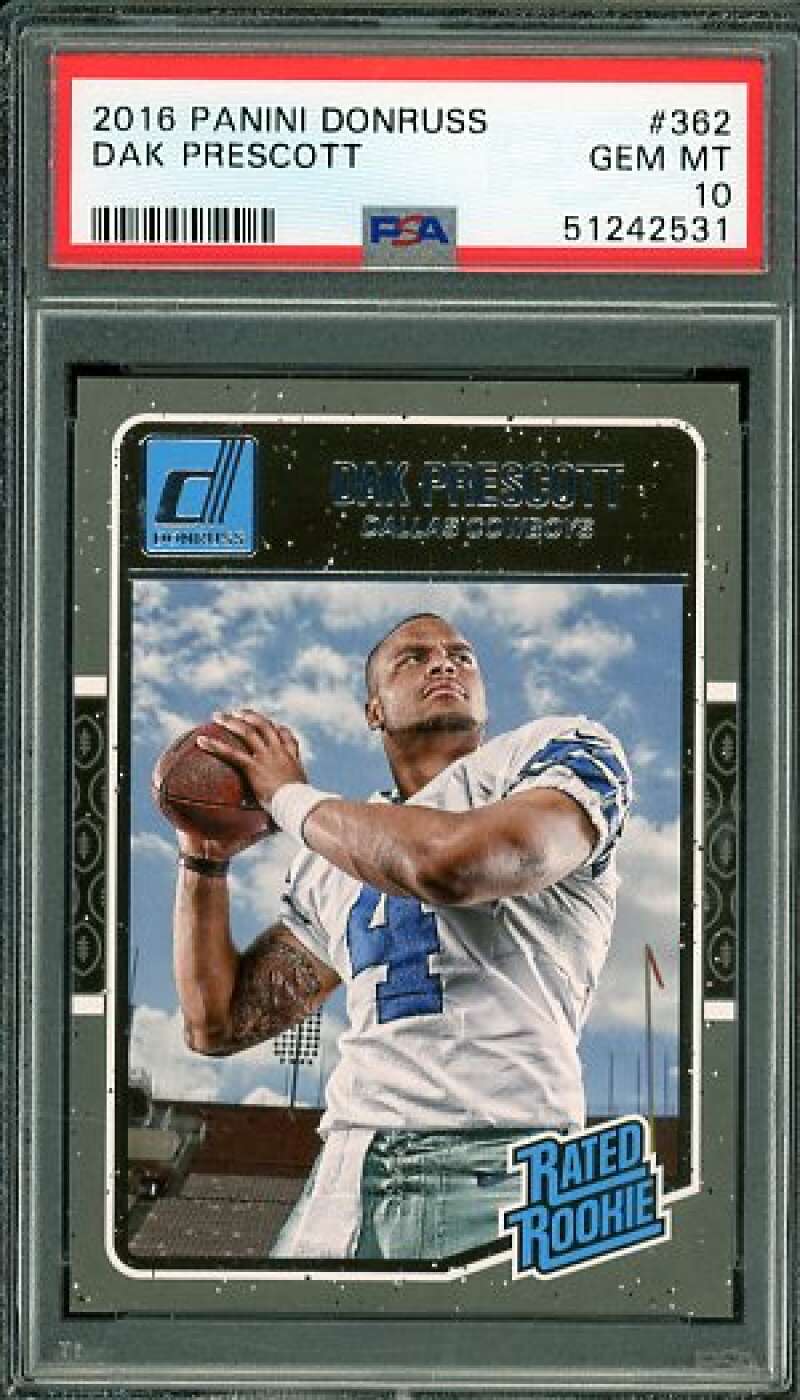 Dak Prescott Rookie Card 2016 Panini Donruss #362 PSA 10 Image 1