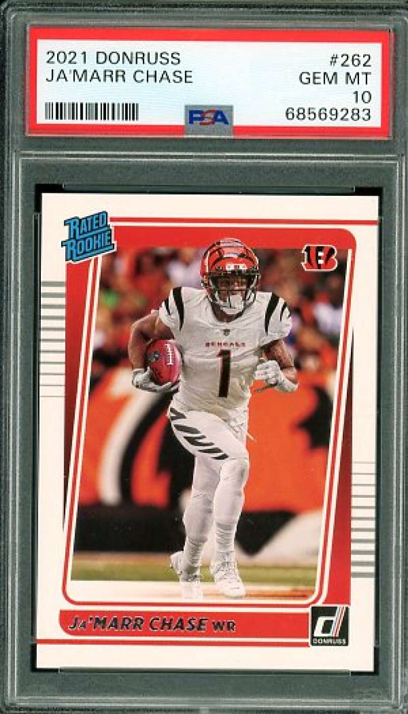 Ja'Marr Chase Rookie Card 2021 Donruss #262 PSA 10 Image 1