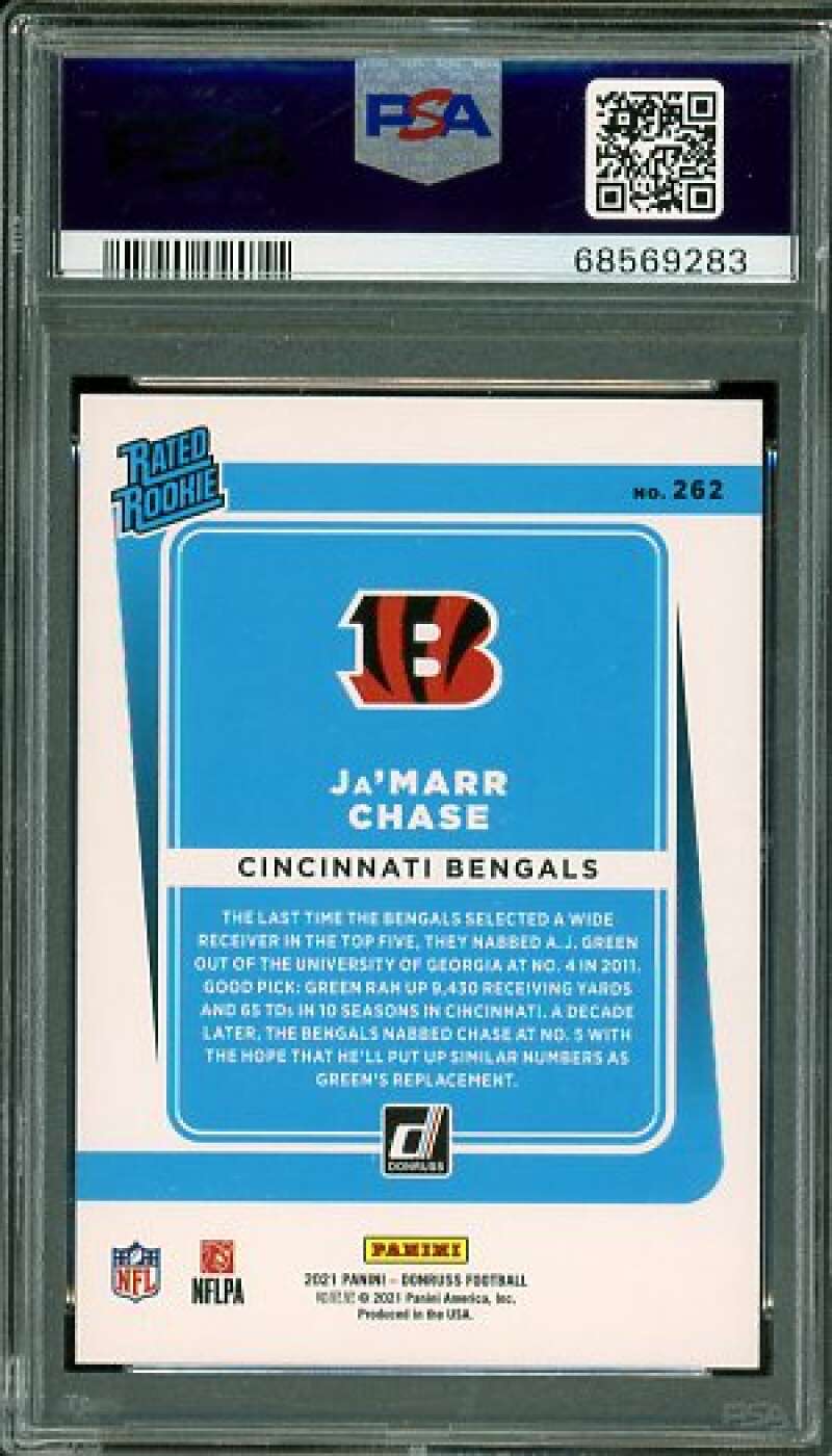 Ja'Marr Chase Rookie Card 2021 Donruss #262 PSA 10 Image 2