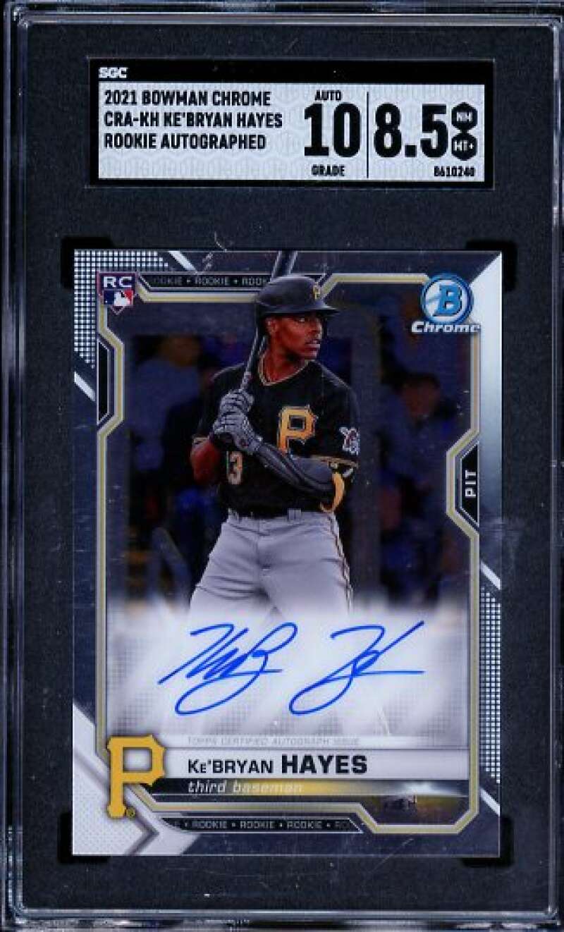Ke'Bryan Hayes Rookie Card 2021 Bowman Chrome #86 SGC 8.5 Auto 10 Image 1