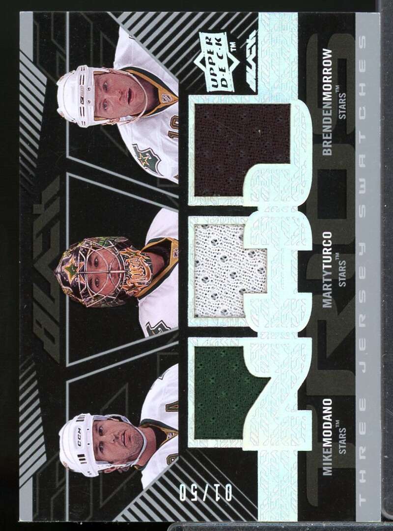 Mike Modano Marty Turco Brenden Morrow 2008-09 UD Black Trios Jerseys #UBP3MTM  Image 1