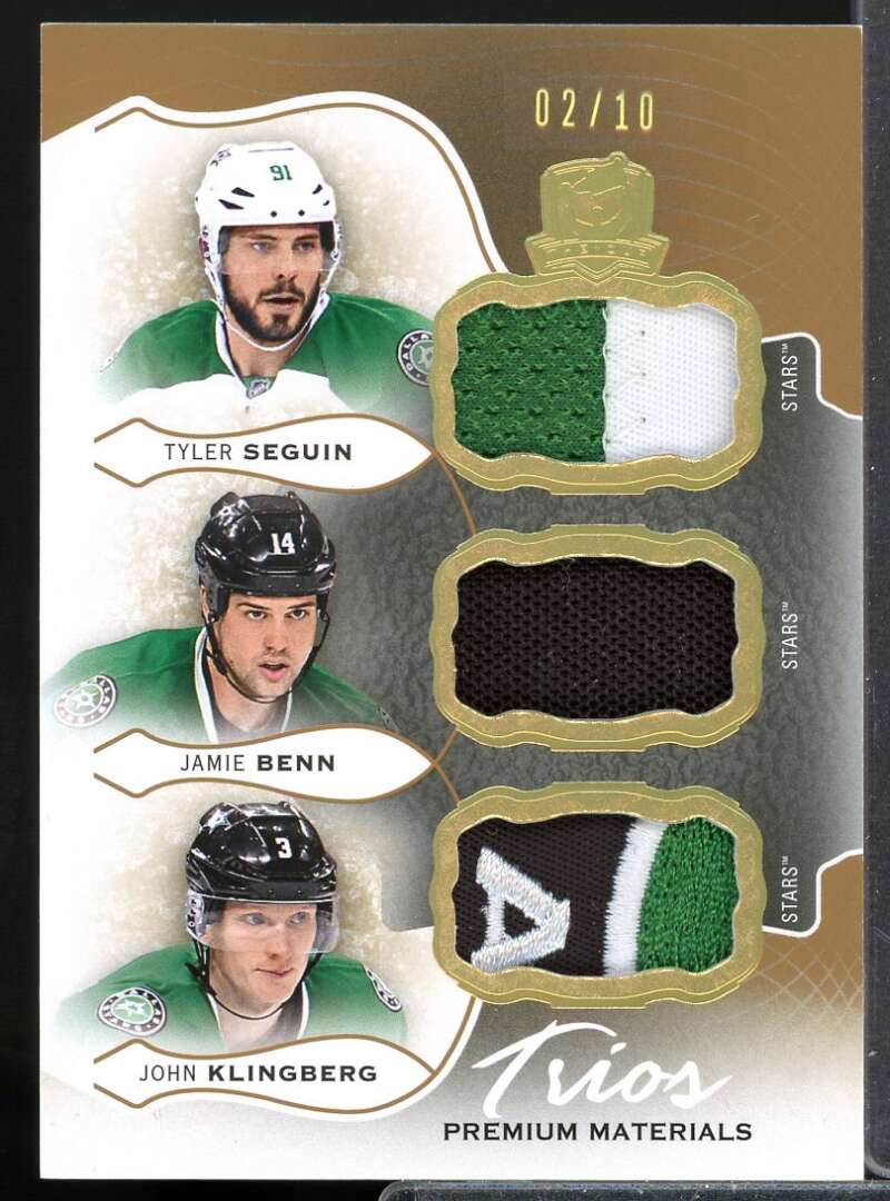 Tyler Seguin Jamie Benn Klingberg 2016-17 The Cup Trios JSY Patch Gold #C3DAL  Image 1