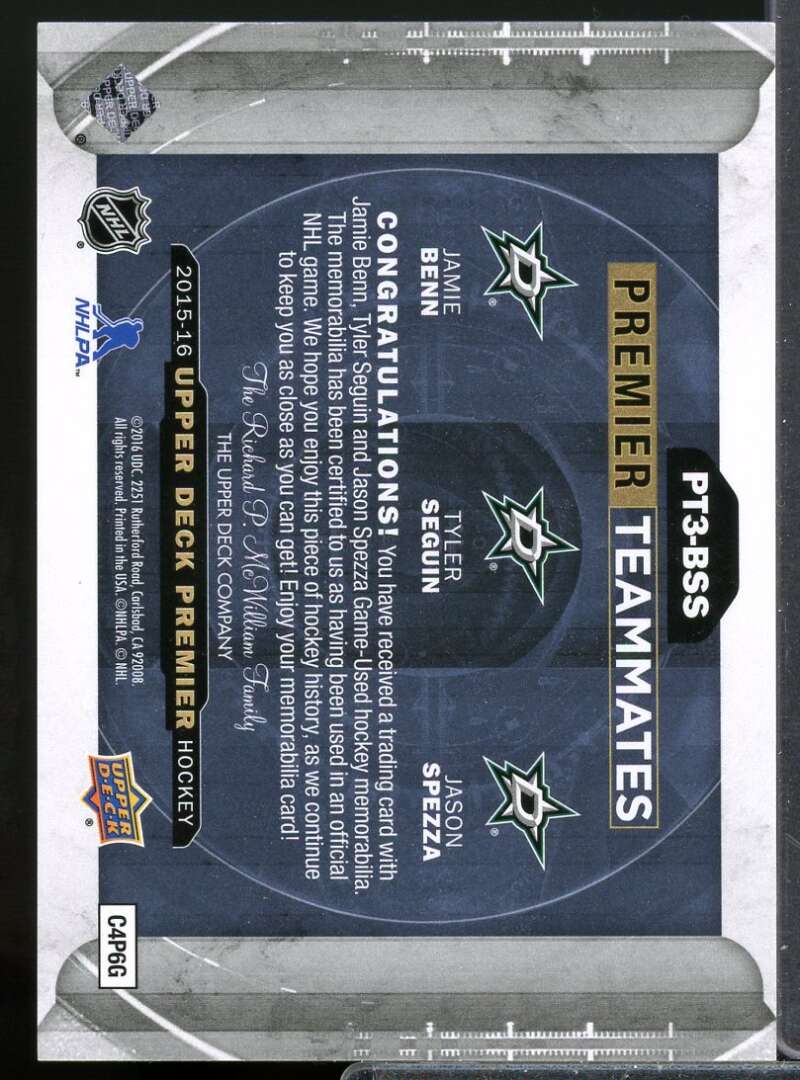 Benn Tyler Seguin Spezza 2015 Upper Deck Premier Teammates Jersey Patch #PT3BSS  Image 2