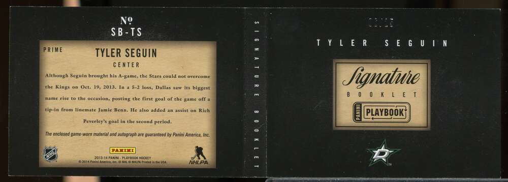 Tyler Seguin /25 2013-14 Panini Playbook Autograph Jerseys Prime Booklet #SBTS  Image 2