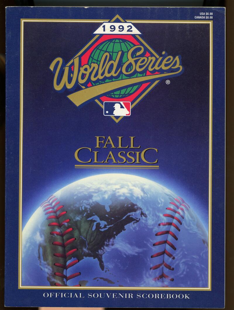 1992 Baseball World Series Fall Classic Souvenir Scorebook Blue Jays vs Braves Image 1