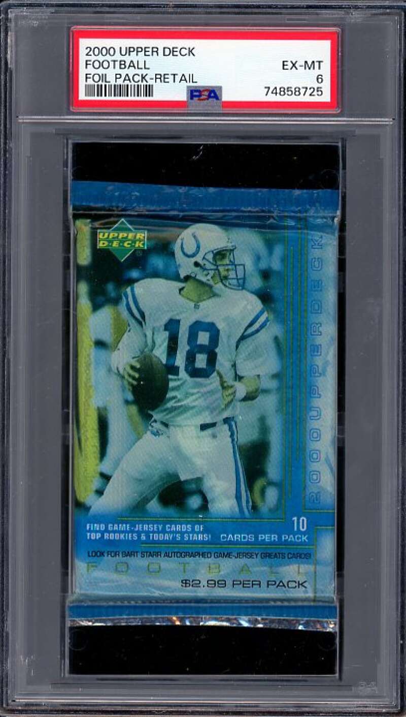 2000 Upper Deck Football Foil Pack Retail Tom Brady Rookie Year PSA 6 Image 1