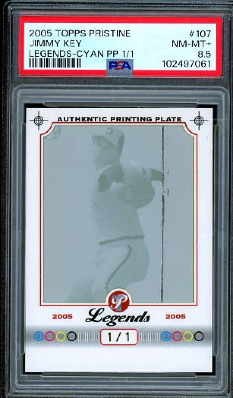 Jimmy Key Card 2005 Topps Pristine Legends Cyan PP (1/1) #107 PSA 8.5 Image 1