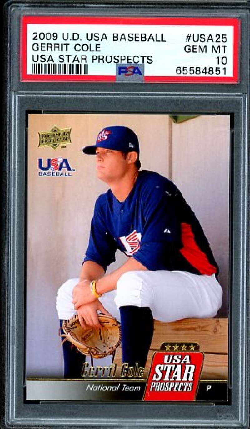 Gerrit Cole Rookie Card 2009 U.D. USA Baseball Star Prospects #USA25 PSA 10 Image 1