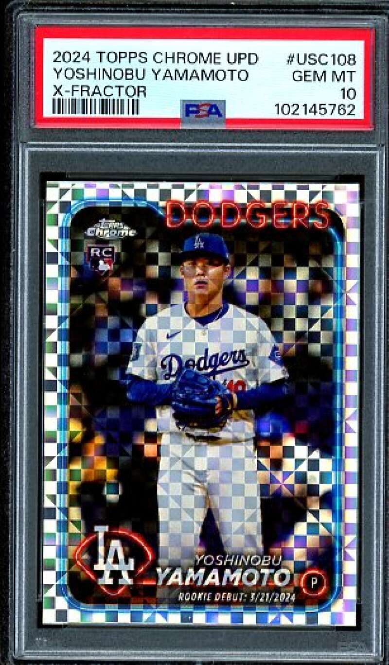 Yoshinobu Yamamoto Rookie 2024 Topps Chrome Update X-fractor #Usc108 PSA 10 Image 1