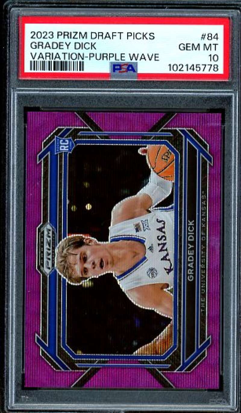 Gradey Dick Rookie 2023-24 Prizm Draft Picks Variation Purple Wave #84 PSA 10 Image 1