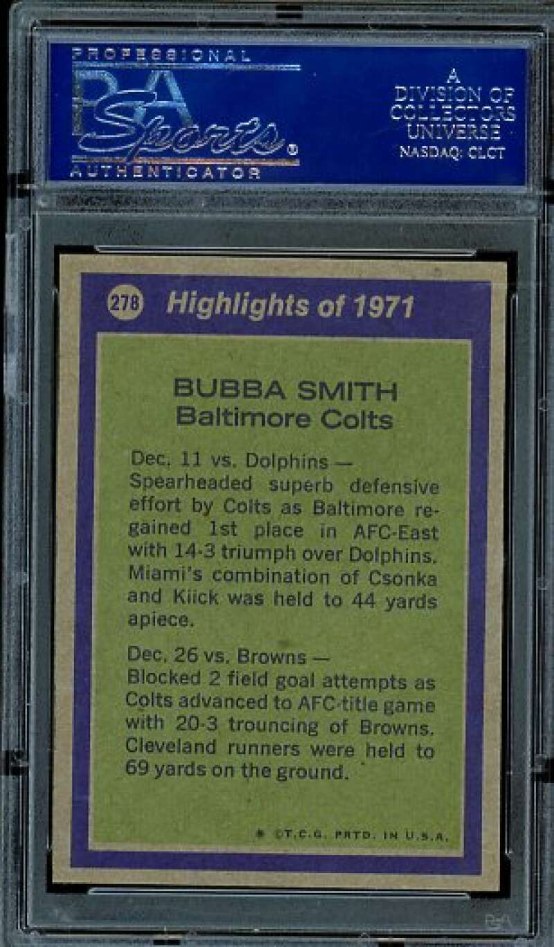 Bubba Smith Card 1972 Topps #278 PSA 8 Image 2