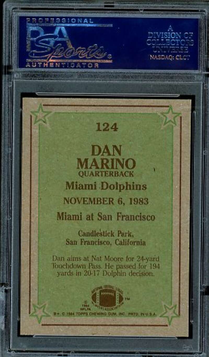 Dan Marino Rookie Card 1984 Topps Instant replay #124 PSA 9 Image 2