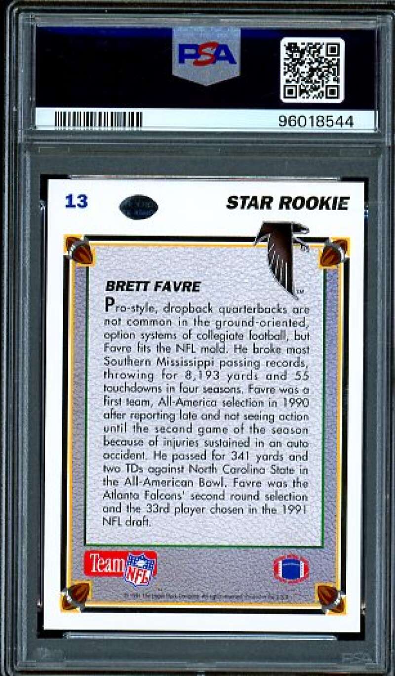 Brett Favre Rookie Card 1991 Upper Deck #13 PSA 9 Image 2