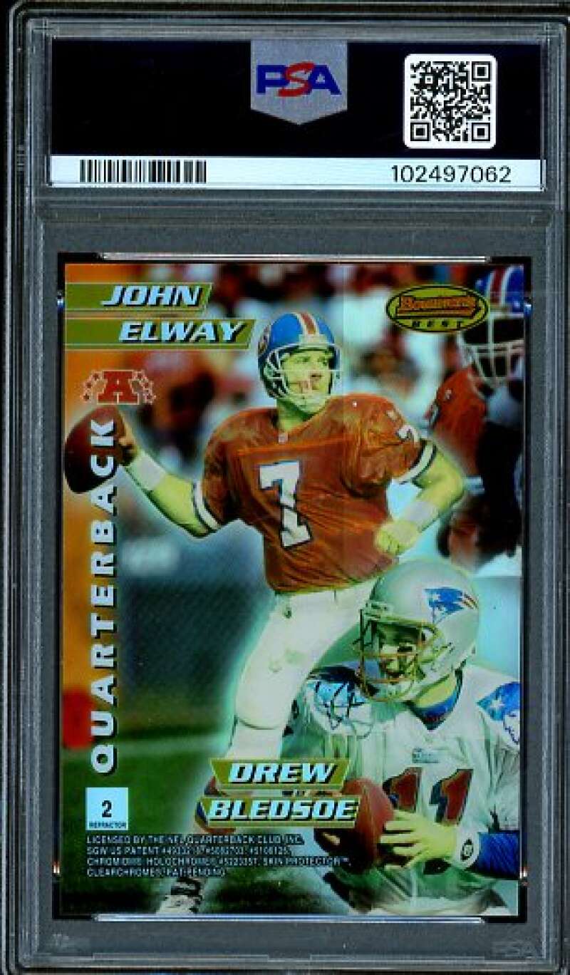 Brett Favre John Elway Card 1996-97 Bowman's Best M.I. Refractor #2 PSA 7 Image 2