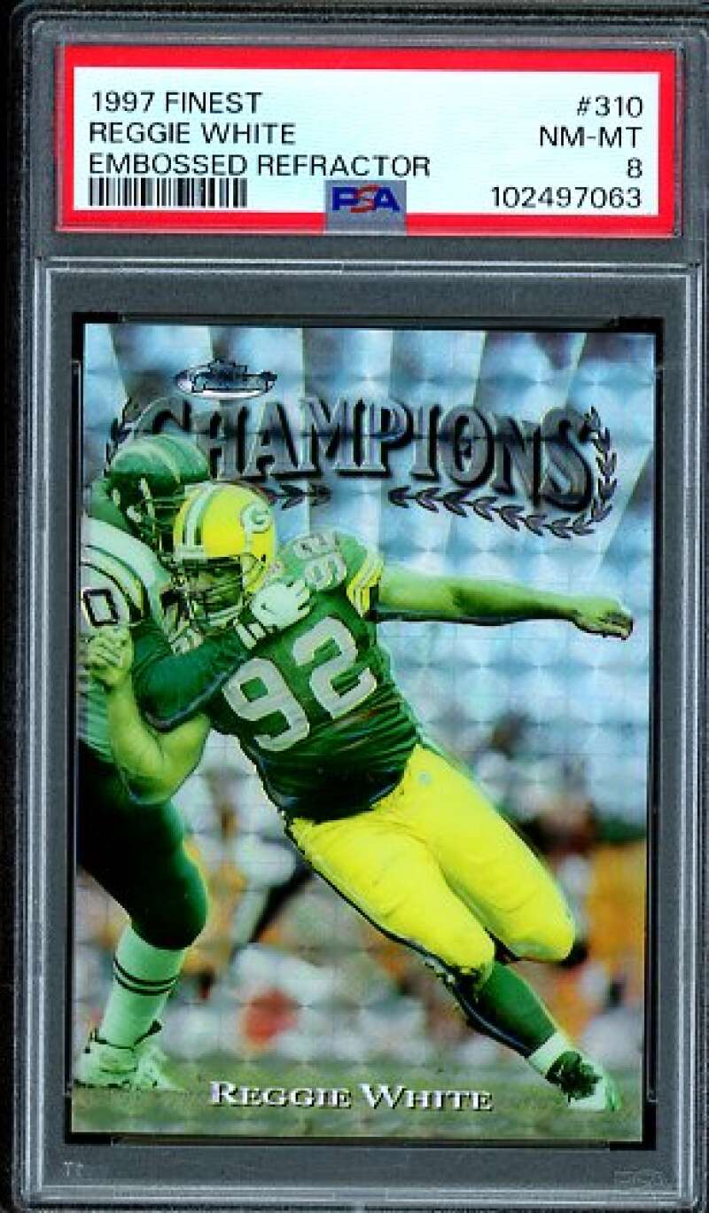 Reggie White Card 1997 Finest Embossed Refractor #310 PSA 8 Image 1