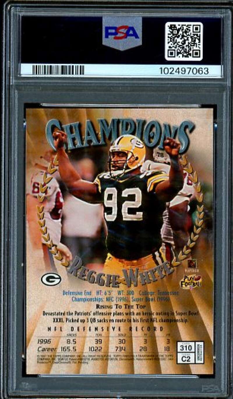 Reggie White Card 1997 Finest Embossed Refractor #310 PSA 8 Image 2