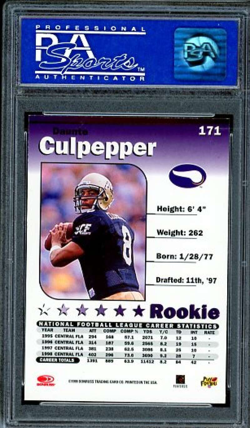 Daunte Culpepper Rookie Card 1999 Donruss Elite #171 PSA 9 Image 2