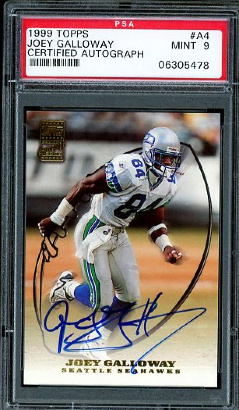 Joey Galloway Card 1999 Topps Certified Autograph (pop 4) #A4 PSA 9 Image 1