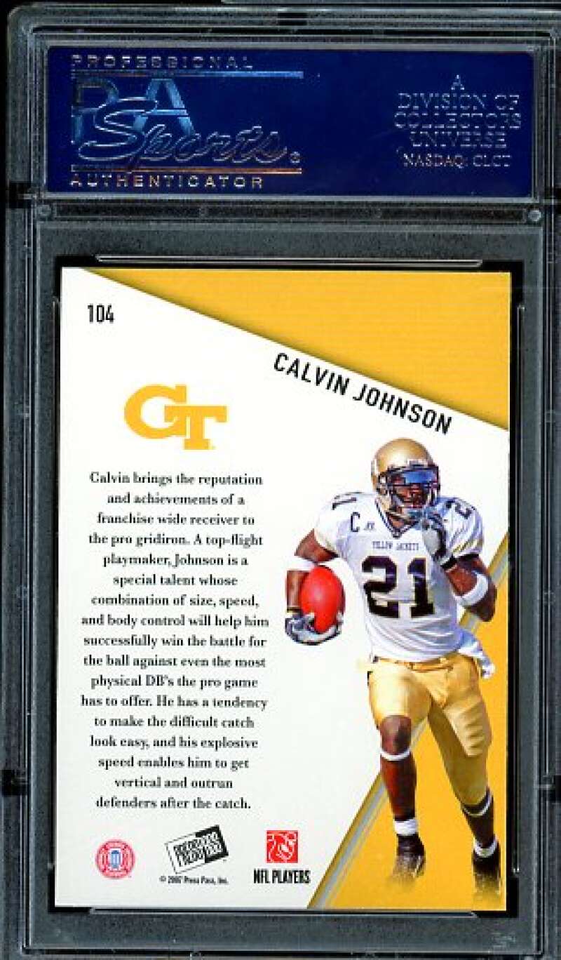 Calvin Johnson Rookie Card 2007 Press Pass Power Pick (pop 12) #104 PSA 10 Image 2