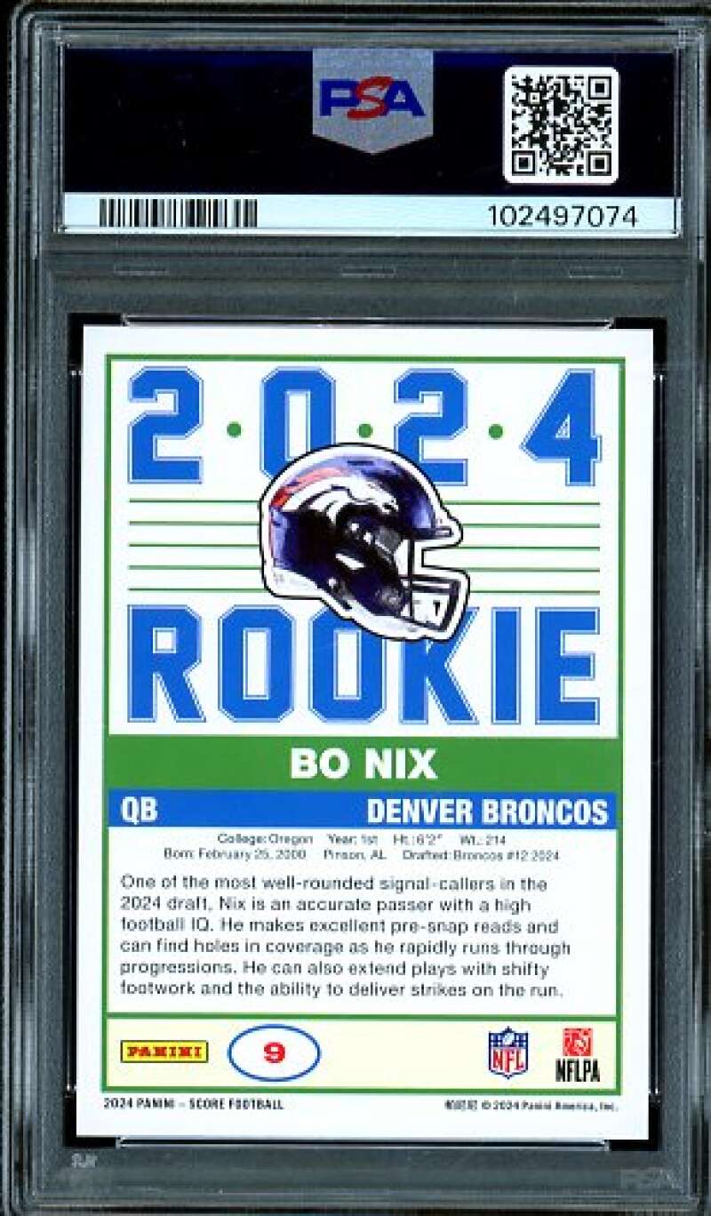 Bo Nix Rookie Card 2024 Score 35th Anniversary Rookie #9 PSA 8 Image 2